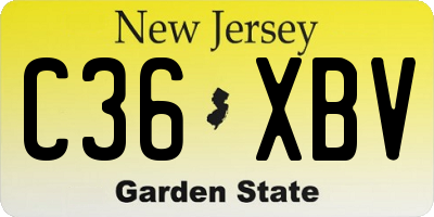 NJ license plate C36XBV