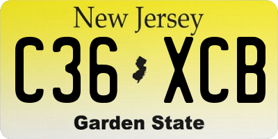 NJ license plate C36XCB