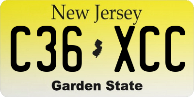 NJ license plate C36XCC