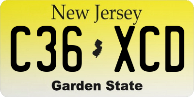 NJ license plate C36XCD