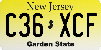 NJ license plate C36XCF