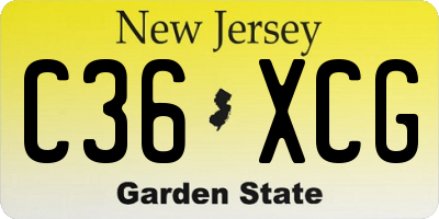 NJ license plate C36XCG