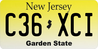 NJ license plate C36XCI