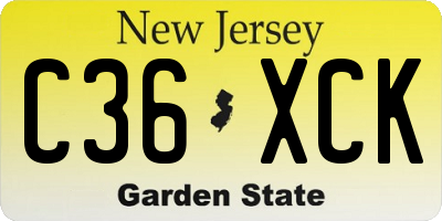 NJ license plate C36XCK