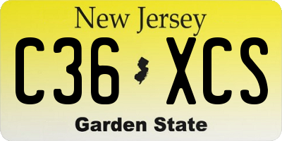 NJ license plate C36XCS