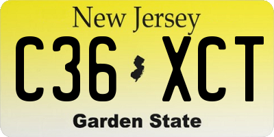 NJ license plate C36XCT
