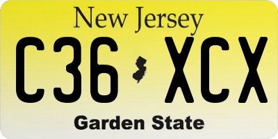 NJ license plate C36XCX