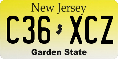 NJ license plate C36XCZ