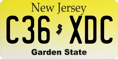 NJ license plate C36XDC