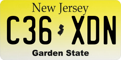 NJ license plate C36XDN