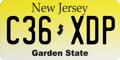 NJ license plate C36XDP