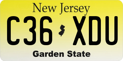 NJ license plate C36XDU