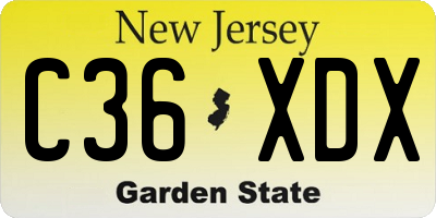 NJ license plate C36XDX