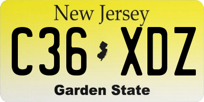 NJ license plate C36XDZ