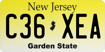 NJ license plate C36XEA