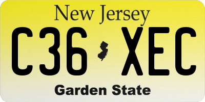 NJ license plate C36XEC