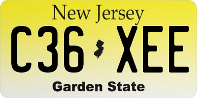 NJ license plate C36XEE