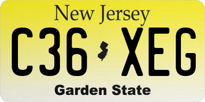 NJ license plate C36XEG