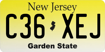 NJ license plate C36XEJ