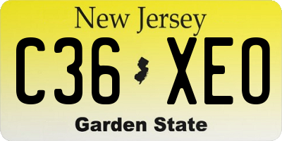 NJ license plate C36XEO