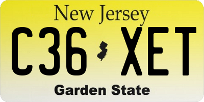 NJ license plate C36XET