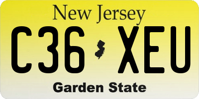 NJ license plate C36XEU