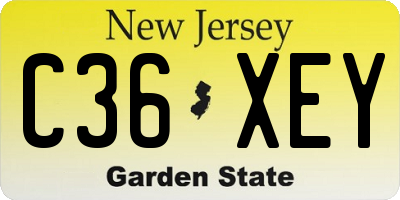 NJ license plate C36XEY