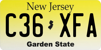 NJ license plate C36XFA