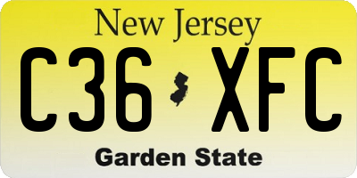 NJ license plate C36XFC