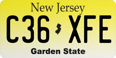 NJ license plate C36XFE