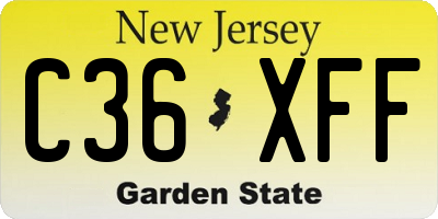 NJ license plate C36XFF