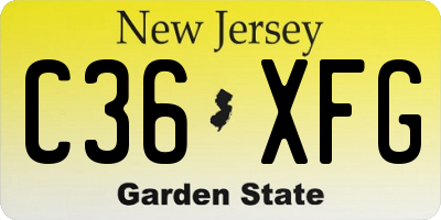 NJ license plate C36XFG