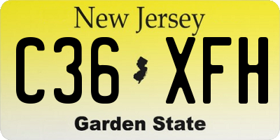 NJ license plate C36XFH