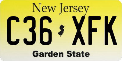 NJ license plate C36XFK