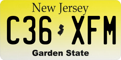 NJ license plate C36XFM