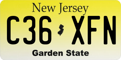 NJ license plate C36XFN