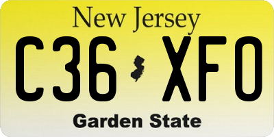 NJ license plate C36XFO