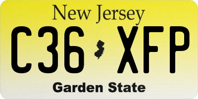 NJ license plate C36XFP