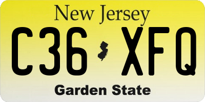 NJ license plate C36XFQ