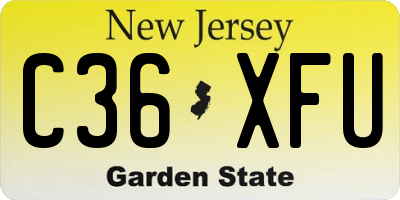 NJ license plate C36XFU