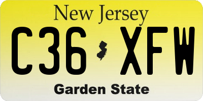 NJ license plate C36XFW