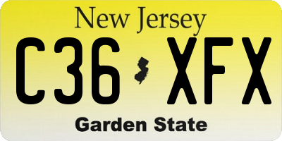 NJ license plate C36XFX