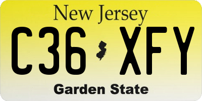 NJ license plate C36XFY