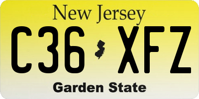 NJ license plate C36XFZ