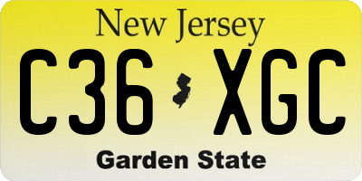 NJ license plate C36XGC