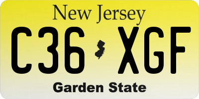 NJ license plate C36XGF