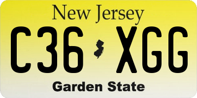 NJ license plate C36XGG