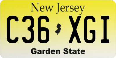 NJ license plate C36XGI