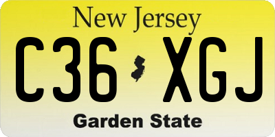 NJ license plate C36XGJ