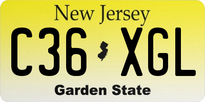 NJ license plate C36XGL